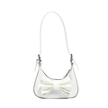 Sweet white laser mirror handbag for kids featuring a large decorative 3D bow detail - Off-white