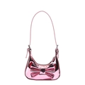 Sweet pink laser metallic shoulder bag with a 3D bow decoration for kids and girls - Pink