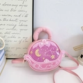 Bolso cuna rosa con luna y estrellas para niñas con ventana de PVC y asa de mano - Rosa