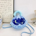 Blaue Prinzessin Tasche für Mädchen mit Sternen und Mond sowie weichem Tragegriff - Blau