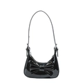 Glossy black patent leather shoulder bag for girls with a stylish bow decoration - Black
