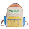 Mochila escolar infantil multicolor con tira reflectante de seguridad y cordón - Naranja