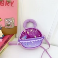 Bolso bandolera morado para niños con diseño de estrellas y ventana transparente - Morado