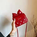 Schattige rode crossbodytas voor meisjes met strik en witte polkadots print - Rood