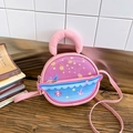 Bolso rosa redondo para niños con dibujos marinos y un bolsillo en forma de barco - Rosa