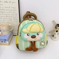 Zaino a strisce verde chiaro per bambini con orsetto dei cartoni e gambe di peluche - Marrone