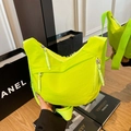 Neon green nylon crossbody bag for kids featuring multiple zippers and adjustable strap - Green (No Pendant)