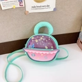 Bolso bandolera redondo verde menta para niños con estrellas y ventana de PVC transparente - Verde