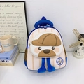 Zaino bimbo a righe beige e blu con orsetto 3D e stemma numero 23 per asilo e viaggi - Blu