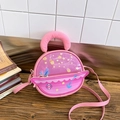 Rosa runde Cartoon-Kindertasche mit nautischen Sternen und Anker-Mustern - Rosenrosa