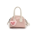 Bolso rosa para niñas con borde blanco y colgante de corazón de peluche suave - Rosa (Con Colgante de Corazón)