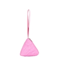 Monedero triangular rosa para niños con diseño de corazones acolchados y correa de muñeca - Rosa Oscuro