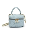 Mini bolso acolchado azul claro con cadena para niños y elegantes cremalleras de perlas - Azul