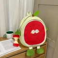 Cute watermelon backpack with cartoon face and 3D plush limbs for toddlers and students - Medium (With Pendant) / Red