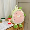 Cute pink and green fruit cartoon backpack with soft plush limbs for school kids - Medium (With Pendant) / Pink