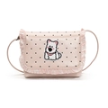 Rosa Umhängetasche für Mädchen mit Punkten, Hunde-Patch und Rüschenverzierung - Groß / Rosa