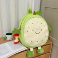 Cute green cartoon fruit backpack for women with embroidered face and red plush charm - Medium (With Pendant) / White