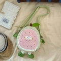Cute green and pink cartoon dragon fruit crossbody bag with plush hands and feet - Pink (Bag Only)