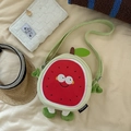 Cartoon watermelon crossbody bag with smiling face and green adjustable strap - Red (Bag Only)