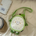 Cute green cartoon fruit crossbody bag with plush details and adjustable strap - Beige Bare Bag