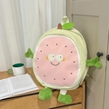 Süßer grüner Plüschrucksack im Guave-Design mit rosa Fruchtdetail und weichen Beinen - Groß (Nur Tasche) / Rosa