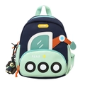 Lightweight cartoon excavator backpack for kids with cute crane and pilot charm - Dark Blue