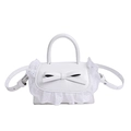 Mini borsa a tracolla in pelle PU bianca con pizzo e fiocco carino per ragazze - Bianco