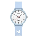 Sky blue cartoon quartz watch with soft silicone strap and cute hamster dial design - Blue Case White Dial Blue Strap