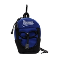 Mini crossbody pouch in blue and black canvas with Fingercroxx embroidery and carabiner - Blue