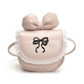 Sac bandoulière rose pour filles avec nœud et dentelle, accessoire enfant en cuir PU doux - Rose