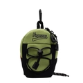 Mini army green and black canvas crossbody bag with metal carabiner and logo - Green