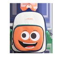 Cute cartoon toddler backpack with colorful patchwork design and funny smiling face - Orange