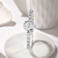 Orologio al quarzo argento con quadrante in madreperla e bracciale con strass - Cinturino Argento Con Quadrante In Madreperla Bianca