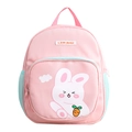 Pink cartoon rabbit backpack for toddlers with carrot prints and mesh side pockets - Pink