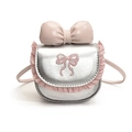 Mini sac bandoulière argenté pour fille avec nœud rose et bordure en dentelle - Argenté