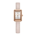 Elegant rose gold square watch for women with pink leather strap and white dial face - Rose Gold Case White Dial Apricot Strap