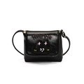 Black cat crossbody bag for kids featuring 3D cartoon embroidery and logo detail - Small / Black