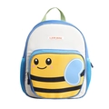 Cute yellow bee backpack for kids with black stripes and blue zipper front pocket - Yellow