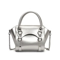 Mini sac à main argenté brillant pour filles avec bandoulière chaîne et forme trapèze - Grand / Argenté