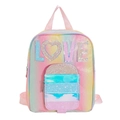 Regenbogen Pailletten Kinderrucksack mit LOVE-Schriftzug und glänzender Fronttasche - Rosa