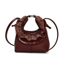 Mini borsa bimbi bordeaux con bordo a volant scozzese e finitura in ecopelle - Rosso