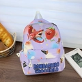 Purple cartoon kids backpack with shark strawberry prints and white triangular zippers - Purple