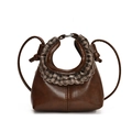 Borsa a tracolla minimalista in pelle PU marrone con bordi a quadri vintage - Marrone