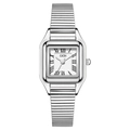 Orologio al quarzo quadrato argento con cinturino in acciaio e quadrante con numeri romani - Cinturino Argento Quadrante Bianco