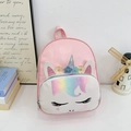 Pink unicorn kids backpack with rainbow sequins and cute embroidered face for girls - Pink