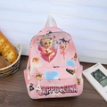 Pink kids backpack featuring cartoon ballerina character with durable nylon straps - Pink