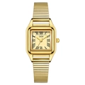 Orologio al quarzo quadrato GEDI vintage da donna con cinturino elastico in metallo - Cinturino Oro Quadrante Oro