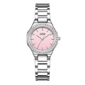 Orologio GEDI da donna argento con quadrante rosa e lunetta decorata con strass - Cinturino Argento Quadrante Rosa