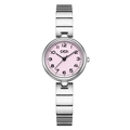 Elegant silver women's watch with a delicate pink dial and a minimalist metal bracelet - Pink Dial Silver Steel Strap