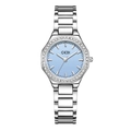 Orologio GEDI donna di lusso con quadrante blu ghiaccio, cinturino in acciaio e cristalli - Cinturino Argento Quadrante Blu